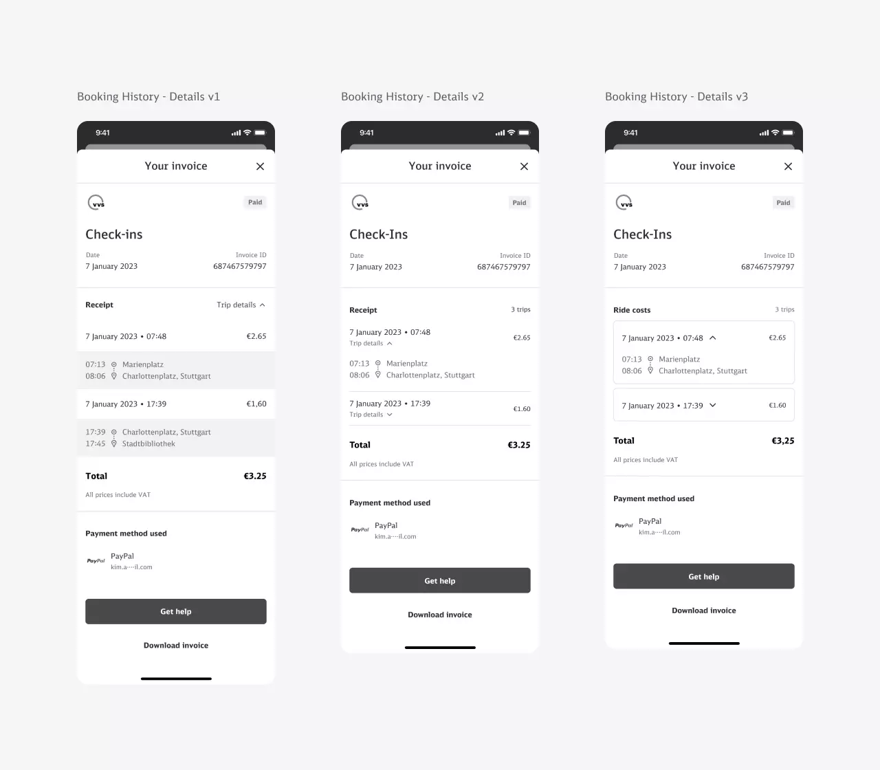 User research prototype for bookings